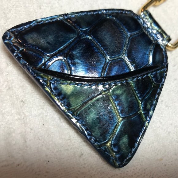Christian Dior Croc Embossed Keychain / Key Ring - Navy Blue & Iridescent Colors - Picture 1 of 13